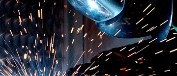 Welding sparks flying in the air
